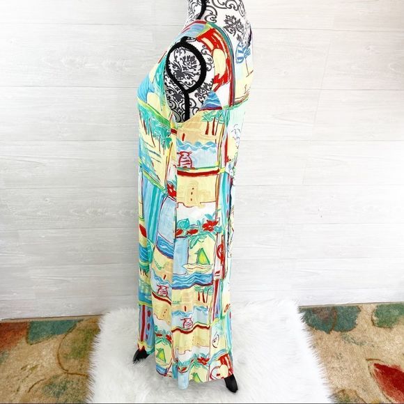 Vintage Jams World Beaches Button Down Shift Maxi Dress - Picture 7 of 10